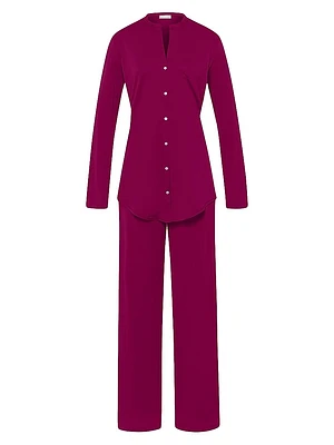 2-Piece Button-Front Long Pajama Set