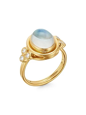 Florence86 Oval Diamond, Royal Blue Moonstone & 18K Yellow Gold Ring