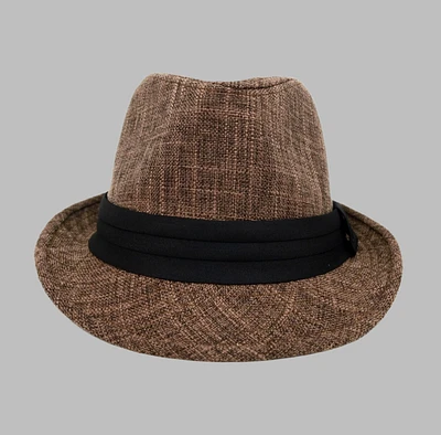 Brown Trilby Fedora Hat with Black Band Trim