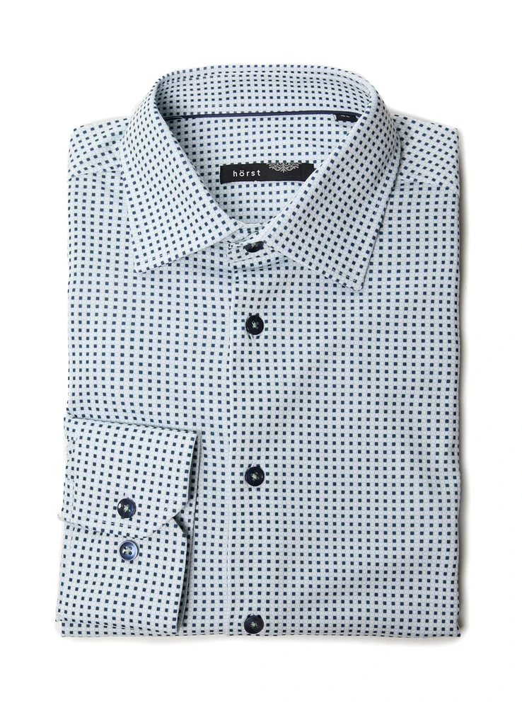 Green Micro Check Dress Shirt