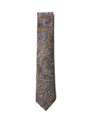 Cravate beige à motif paisley