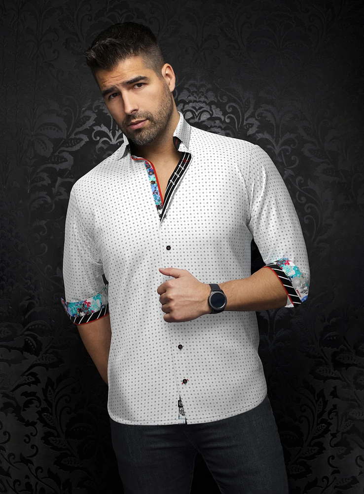 'Arlo' Micro Squares Print Shirt