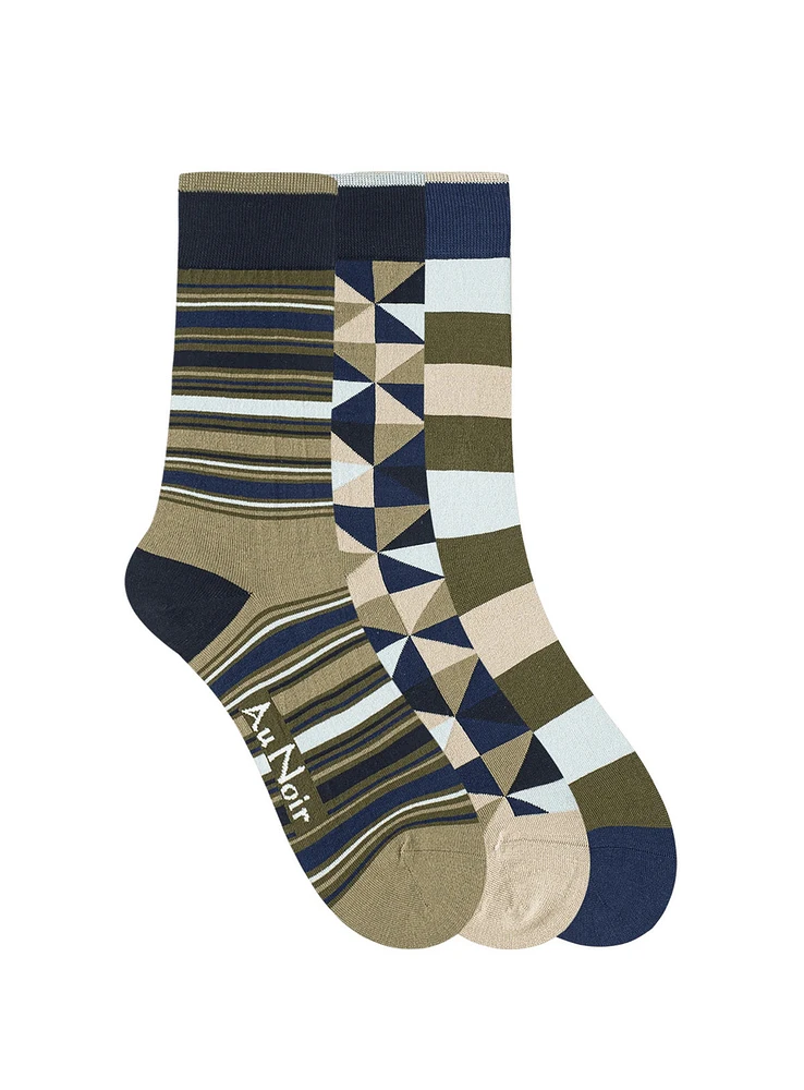 Trio chaussettes vertes et marines