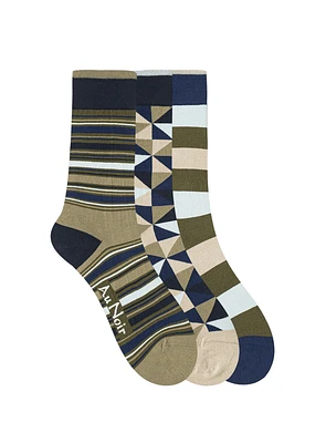 Trio chaussettes vertes et marines