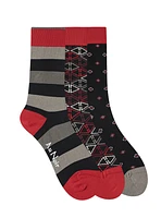 Trio chaussettes noires et rouges