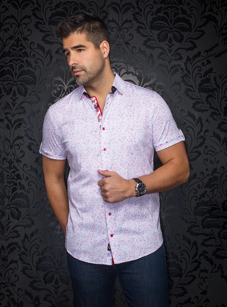 Micro Flowers Print 'Lando-SS' Shirt