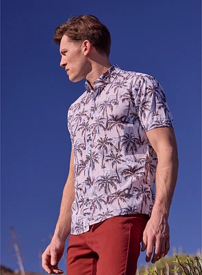 Chemise en popeline à imprimé de palmiers