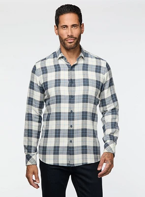 Chemise à carreaux blancs et bleus