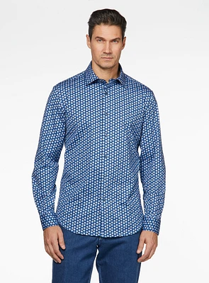 Multi Dots Print Stretch Shirt