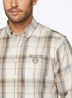 Chemise à imprimé de carreaux beiges