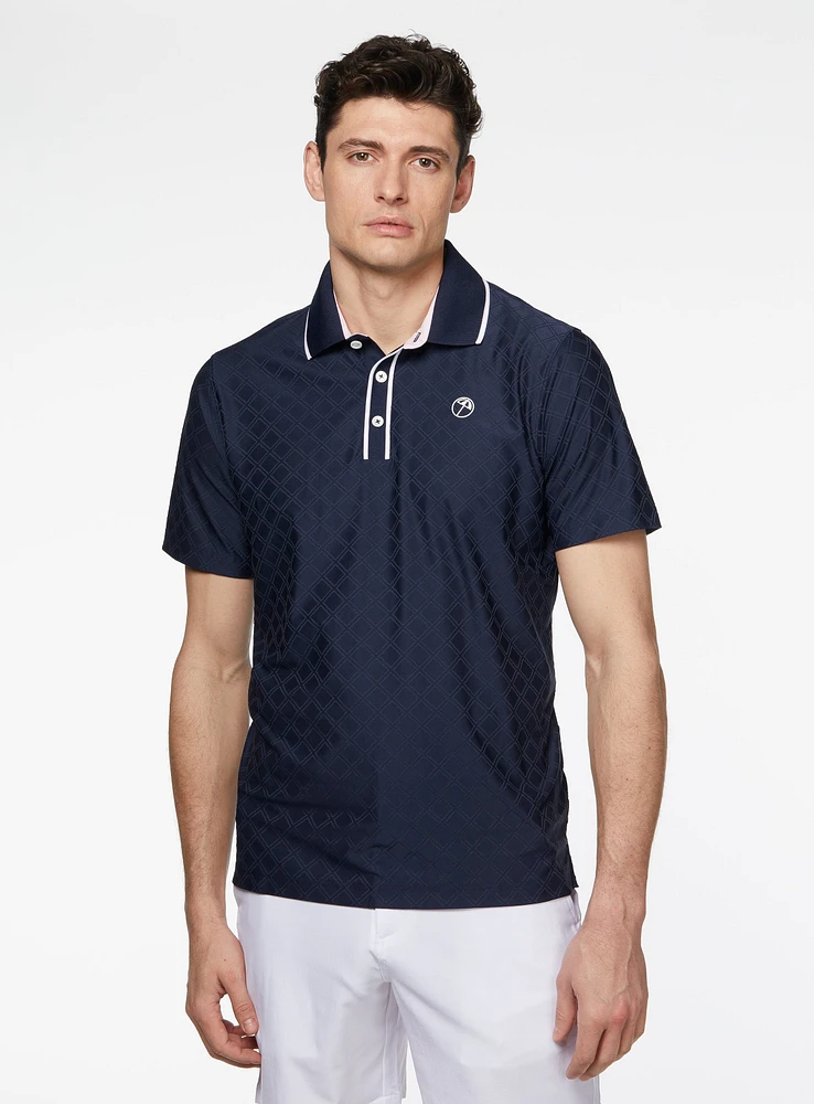 Polo de golf 'AP' à motif jacquard