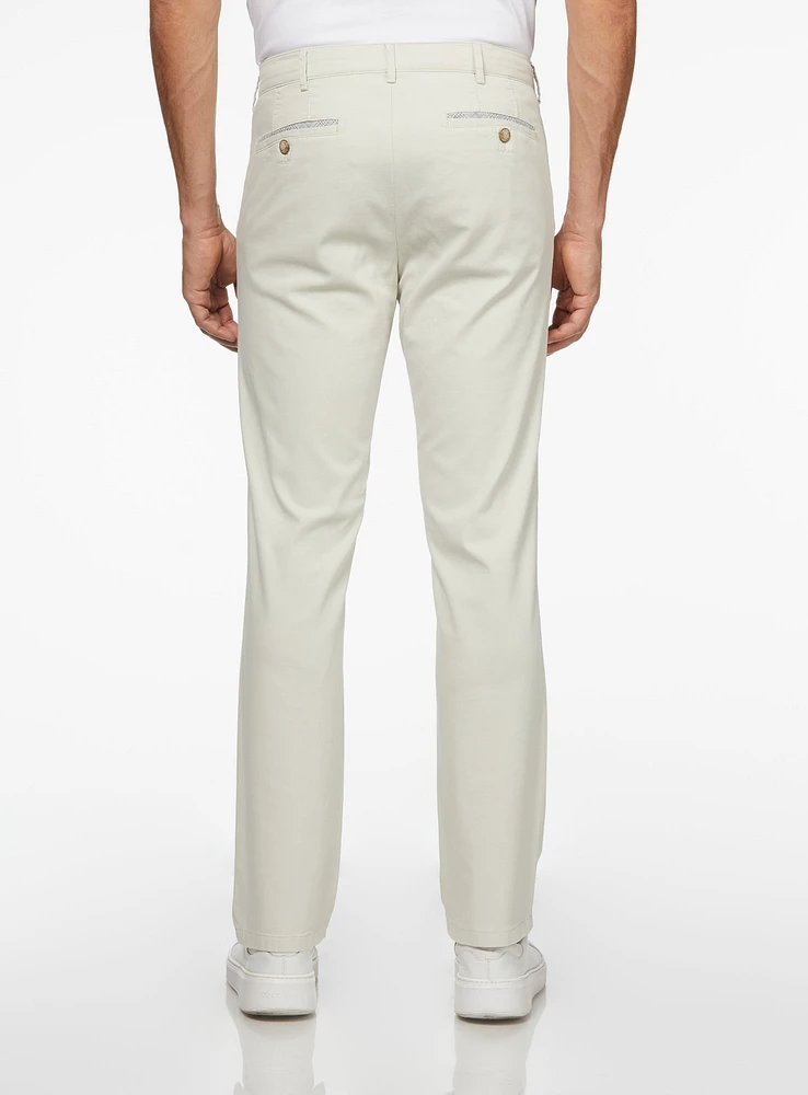 Chino beige à carreaux