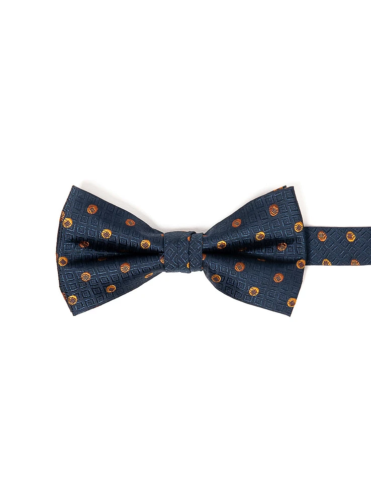 Noeud papillon marine à pois cognac