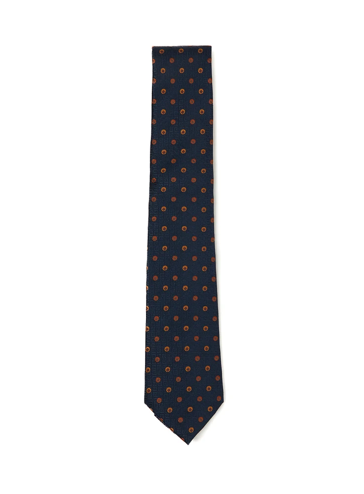 Navy Cognac Dotted Tie