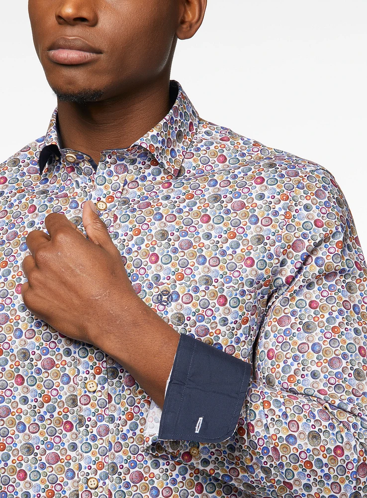 Chemise à imprimé de pois diagonal