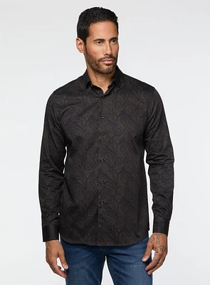 Paisley Print Navy Sateen Shirt