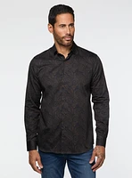 Chemise satinée marine à motif paisley