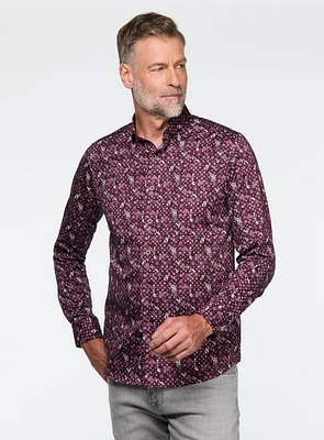 Patchwork Print Sateen Shirt