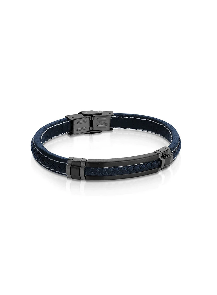 Bracelet 8mm en cuir marine