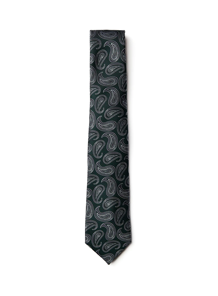 Cravate verte à motif paisley