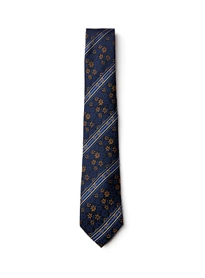 Navy Floral and Striped Tie