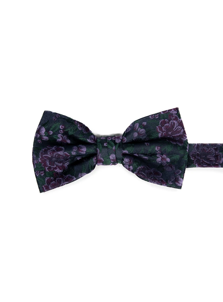 Noeud papillon à fleurs vertes et mauves