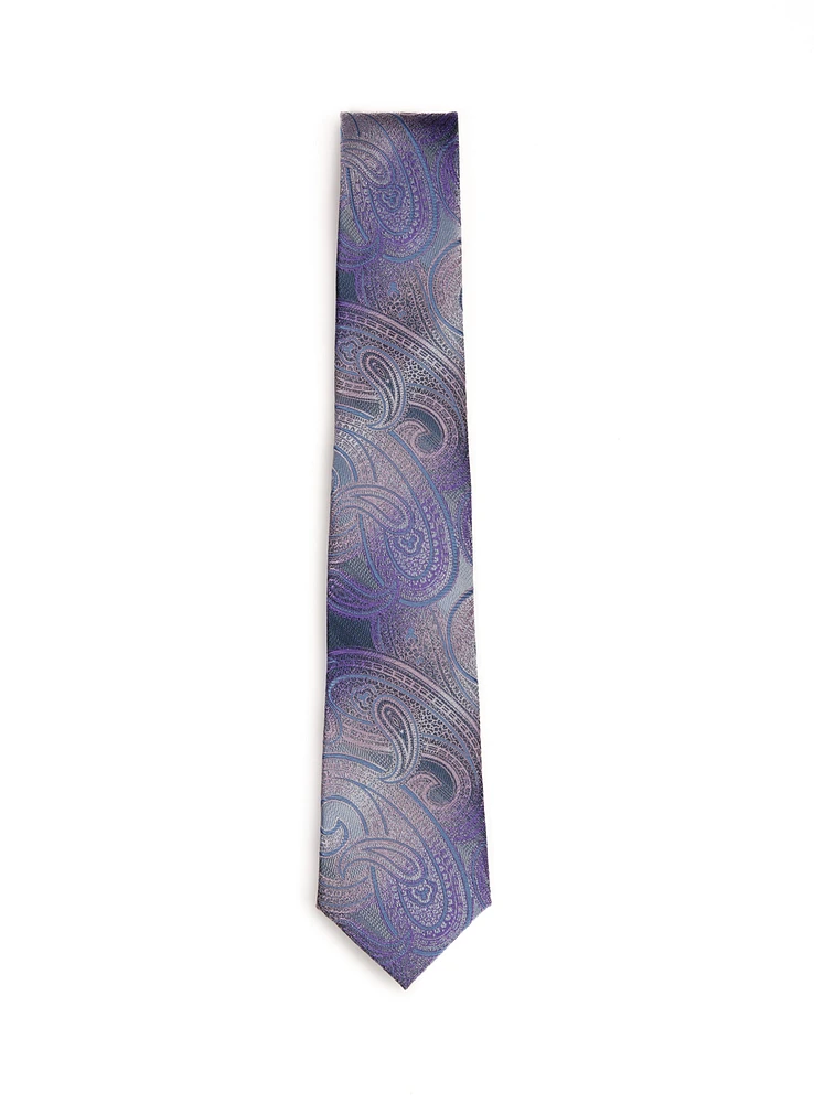 Cravate rose à motif paisley