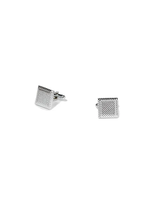 Boutons de manchette carrés texturés argent