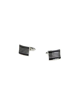 Boutons de manchette rectangle à rayures noires