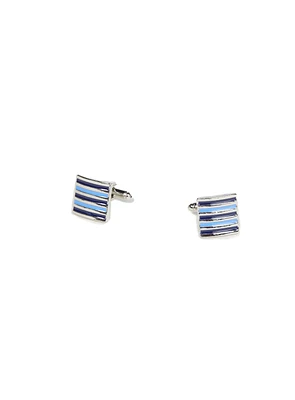 Blue Striped Square Cufflinks
