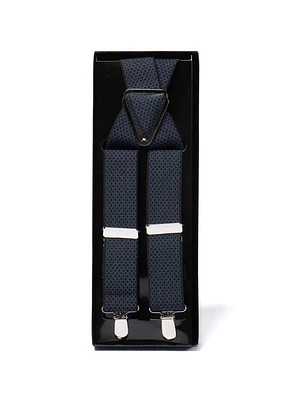 Diamond Print Crossed Navy Suspender