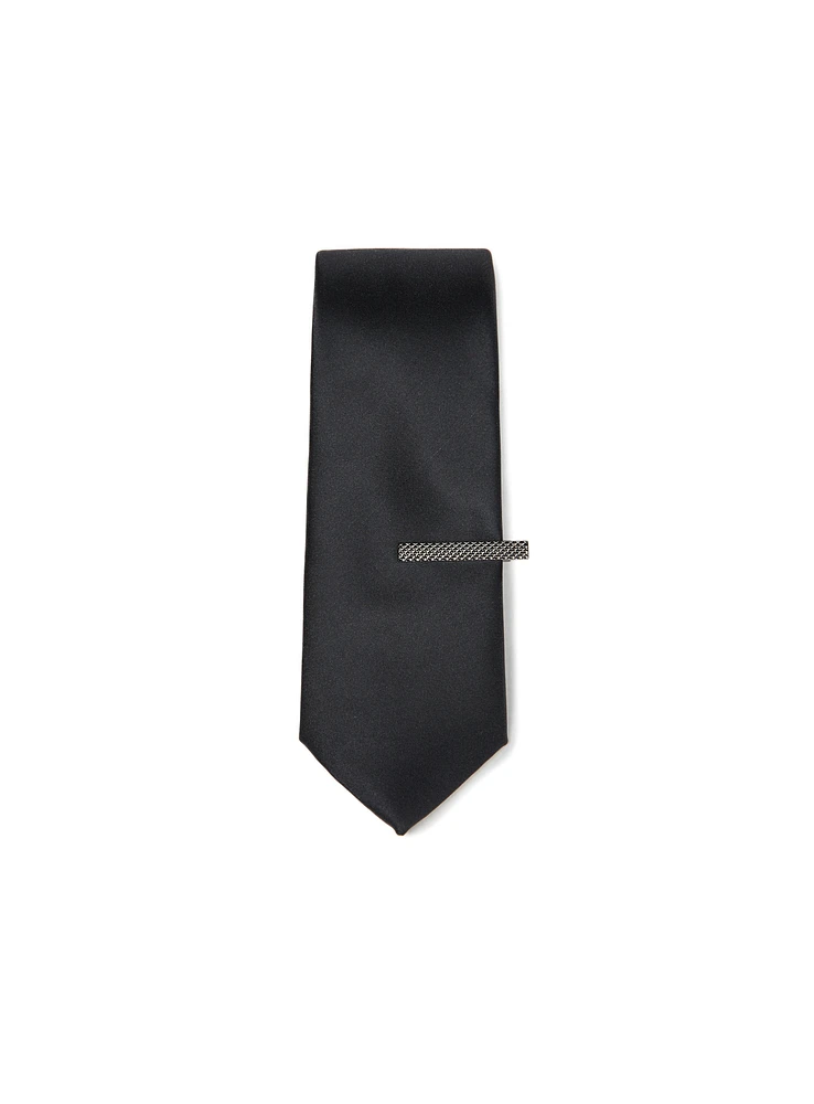 Pince à cravate argent texturée