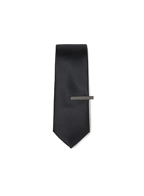 Pince à cravate argent texturée
