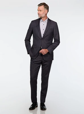 Brown and Navy Windowpane Suit