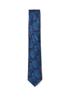 Cravate bleue royale à motif paisley