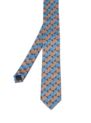 Cravate cognac à motif diamant