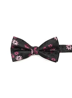 Noeud papillon noir à fleurs rose