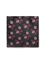 Pink Flowers Black Pocket Square
