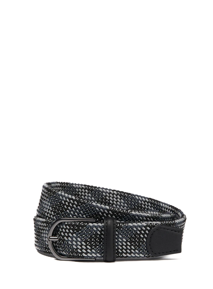 Ceinture tressée noire et blanche