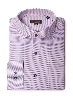 Micro Check Print Pink Non-Iron Shirt