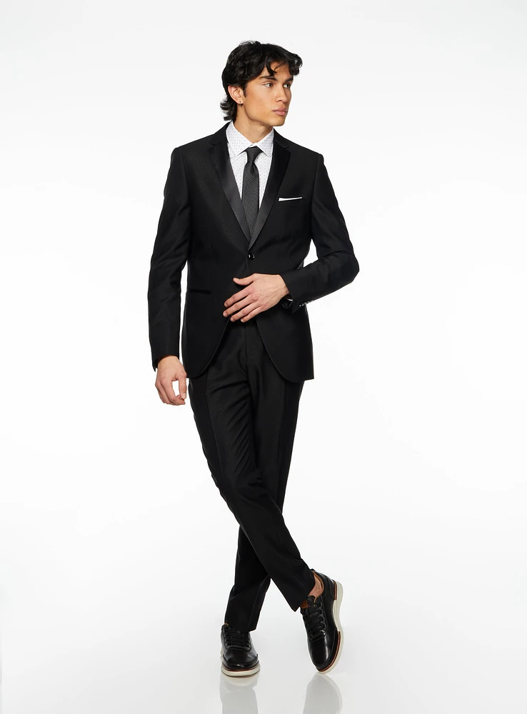 Complet noir à revers en satin