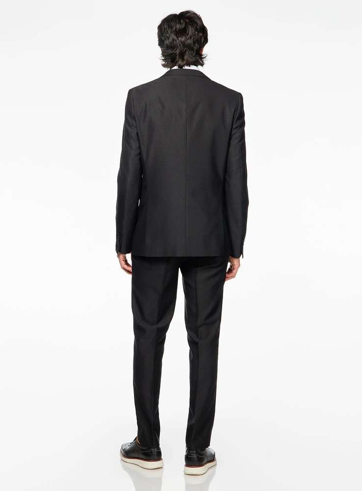 Complet noir à revers en satin