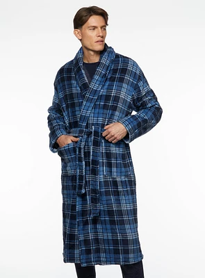Robe de chambre bleu à carreaux