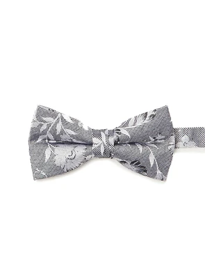 Noeud papillon argent à fleurs