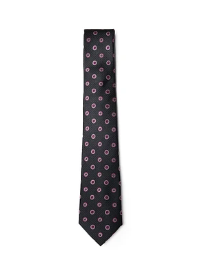 Cravate noire à pois roses deux tons