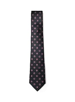 Cravate noire à pois roses deux tons