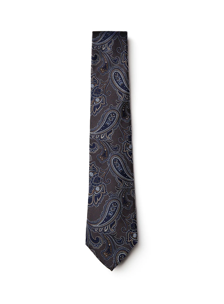 Cravate à paisley brun