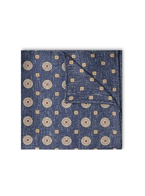 Medallions Navy Reversible Pocket Square