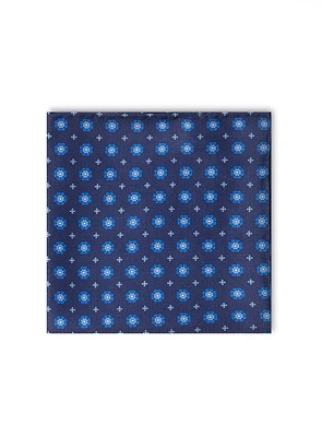 Mouchoir de poche bleu à micro médaillons