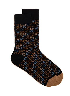 Navy Half Circle Print Socks